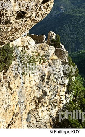 FORTERESSE DU VILLAGE PERCHE   DE AIGLUN , VALLEE DE L'  ESTERON, ALPES . (06F02330.jpg)