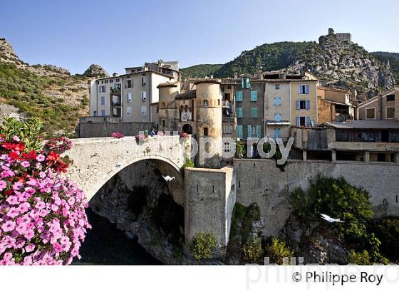 VILLAGE PERCHE , ENTREVAUX, VALLEE DU VAR,  ALPES DE HAUTE PROVENCE. (06F03008.jpg)