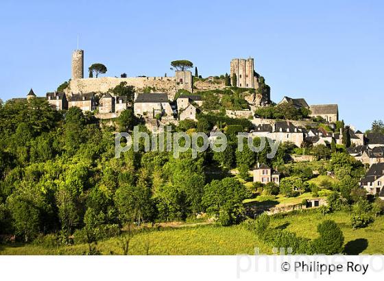 VILLAGE PERCHE   DE TURENNE,  VALLEE DE LA TOURMENTE, CORREZE, LIMOUSIN. (19F02901.jpg)