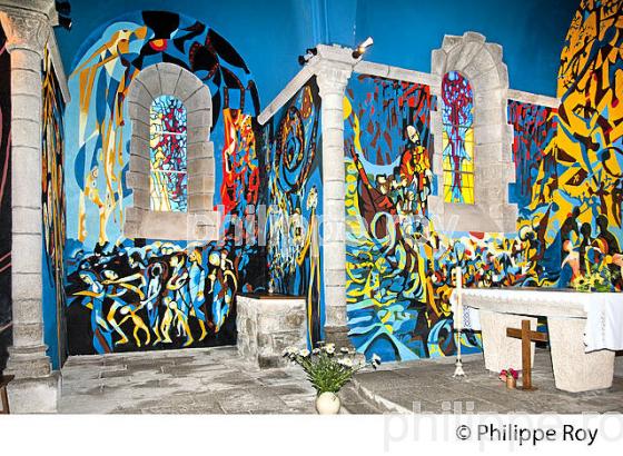 EGLISE DE SOUS PARSAT PEINTE PAR GABRIEL CHABRAT,  CREUSE, LIMOUSIN. (23F00212.jpg)