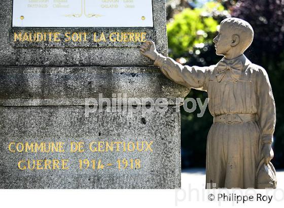 MONUMENT AUX MORTS, GUERRE DE 14-18, GENTIOUX, CREUSE, LIMOUSIN. (23F00330.jpg)