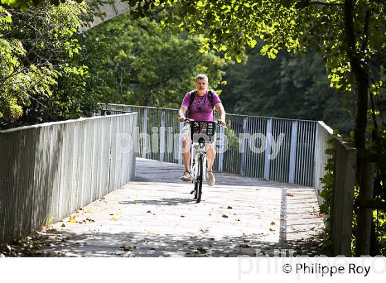 CYCLISTE, VOIE VERTE DU GRAND PERIGUEUX, VALLEE DE L' ISLE,  DORDOGNE. (24F09332.jpg)