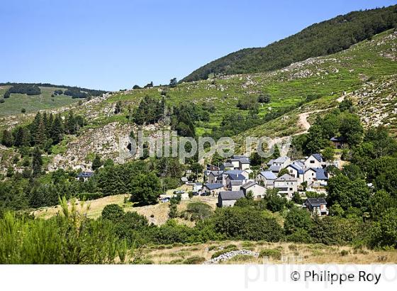 HAMEAU DES LAUPIES  ET PAYSAGE DU MASSIF DE L'  AIGOUAL ,  CEVENNES , COMMUNE DE DOURBIES, GARD. (30F00418.jpg)