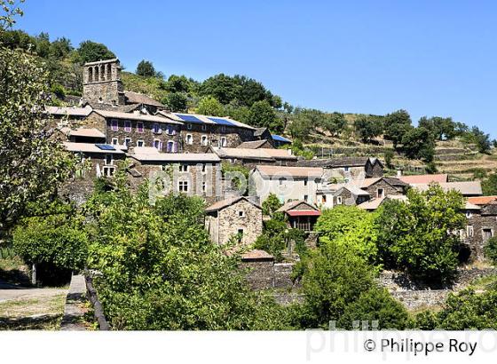 VILLAGE CEVENOL DE BONNEVAUX,  VALLEE DE LA CEZE, CEVENNES, GARD. (30F02002.jpg)
