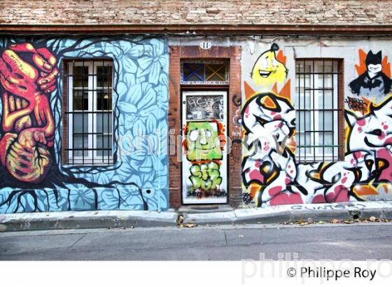 STREET ART, GRAFF SUR MUR DE MAISON, RUE GRAMAT, TOULOUSE. (31F02730.jpg)