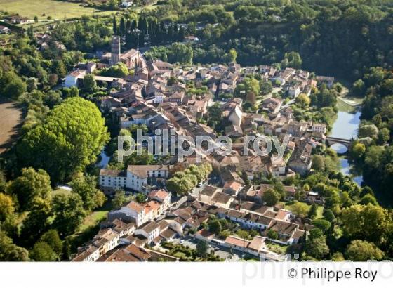 LE VILLAGE DE RIEUX VOLVESTRE ET  L' ARIZE, VALLEE DE LA GARONNE ,  VIA GARONA, VOLVESTRE. (31F03609.jpg)