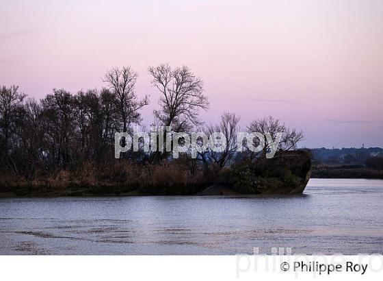 LEVER DU JOUR SUR L' ESTUAIRE DE LA GIRONDE, ET L' ILE MARGAUX,  MEDOC, AQUITAINE. (33F17505.jpg)