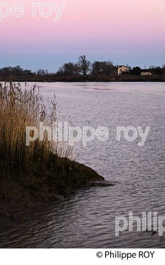 LEVER DU JOUR SUR L' ESTUAIRE DE LA GIRONDE, ET L' ILE MARGAUX,  MEDOC, AQUITAINE. (33F17510.jpg)
