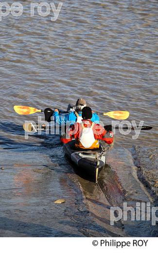 SORTIE EN KAYAK DE MER SUR  L' ESTUAIRE DE LA GIRONDE, MEDOC, AQUITAINE. (33F17521.jpg)