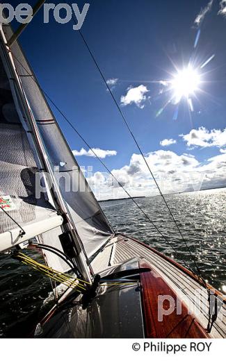 NAVIGATION A LA VOILE ,  BASSIN D' ARCACHON, COTE D' ARGENT, GIRONDE. (33F17805.jpg)