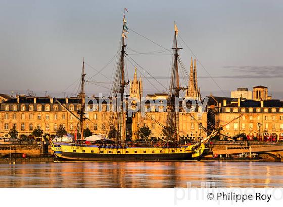 L' HERMIONE , FACADE  DES QUAIS, LA GARONNE, PORT DE LA LUNE, VILLE DE BORDEAUX, GIRONDE. (33F24415.jpg)