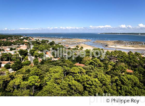 PANORAMA SUR LE BASSIN D' ARCACHON DEPUIS  LE PHARE DE  LA PRESQU' ILE DU CAP FERRET, GIRONDE. (33F27513.jpg)