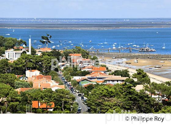 PANORAMA SUR LE BASSIN D' ARCACHON DEPUIS  LE PHARE DE  LA PRESQU' ILE DU CAP FERRET, GIRONDE. (33F27514.jpg)