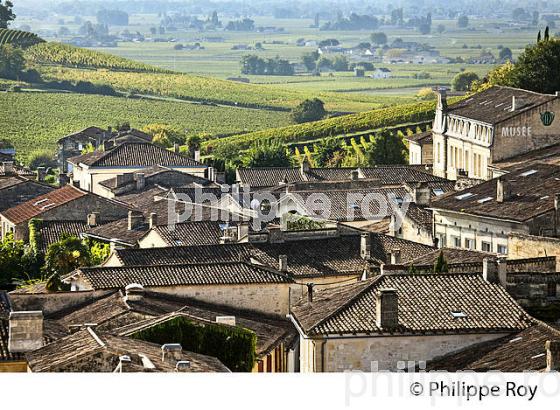 LE  VILLAGE DE SAINT-EMILION, VU DEPUIS LE CLOCHER,  GIRONDE. (33F28525.jpg)