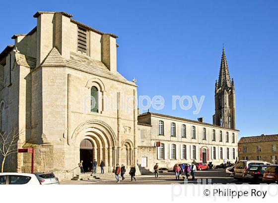 L' EGLISE   COLLEGIALE , MAISON DES VINS, CLOCHER EGLISE MONOLITHE, CITE  DE SAINT-EMILION, GIRONDE. (33F29028.jpg)