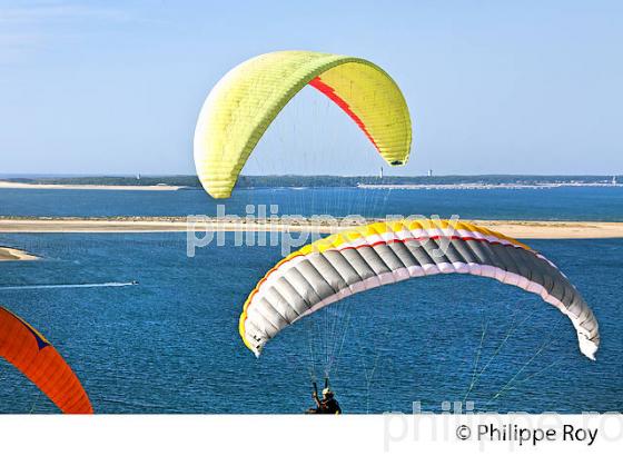 VOL EN PARAPENTE , DEPUIS LA DUNE DU PILAT, BASSIN D' ARCACHON, GIRONDE. (33F30702.jpg)