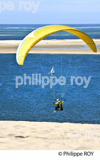 VOL EN PARAPENTE , DEPUIS LA DUNE DU PILAT, BASSIN D' ARCACHON, GIRONDE. (33F30804.jpg)