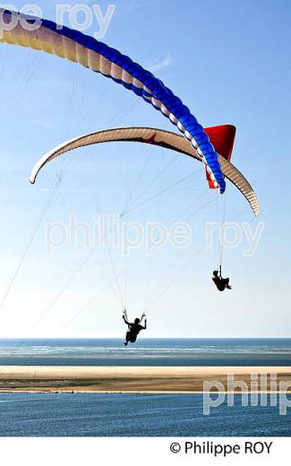 VOL EN PARAPENTE , DEPUIS LA DUNE DU PILAT, BASSIN D' ARCACHON, GIRONDE. (33F30822.jpg)