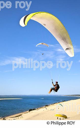 VOL EN PARAPENTE , DEPUIS LA DUNE DU PILAT, BASSIN D' ARCACHON, GIRONDE. (33F30828.jpg)