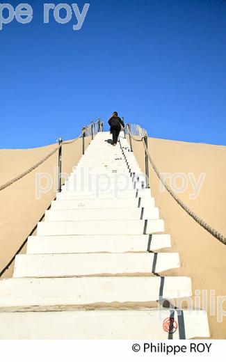 ESCALIER, MONTEE A LA DUNE DU PILAT, BASSIN D' ARCACHON, GIRONDE. (33F30923.jpg)