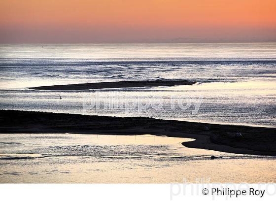 CREPUSCULE SUR LES PASSES DU  BASSIN D' ARCACHON, DUNE DU PILAT, GIRONDE. (33F31033.jpg)