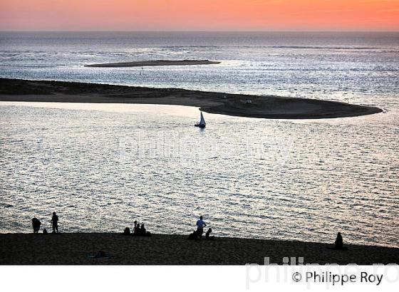 CREPUSCULE SUR LES PASSES DU  BASSIN D' ARCACHON, DUNE DU PILAT, GIRONDE. (33F31037.jpg)