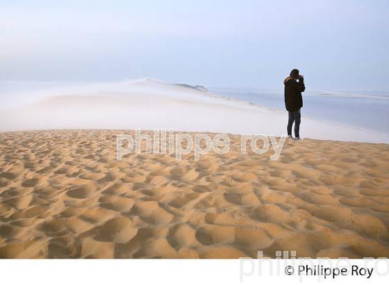 LEVER DU JOUR ET BRUME MATINALE  SUR LA DUNE DU PILAT, BASSIN D' ARCACHON, GIRONDE. (33F31124.jpg)