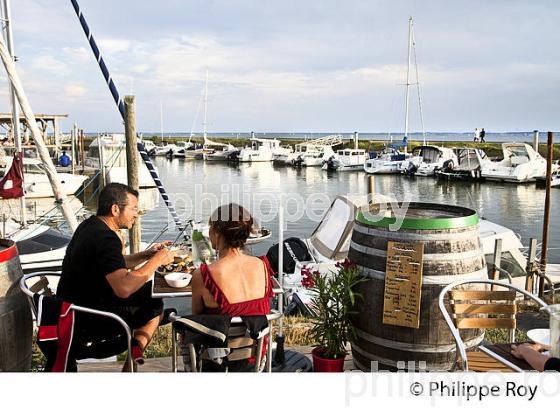 DEGUSTATION D' HUITRES , PORT OSTREICOLE D'  ANDERNOS-LES-BAINS, BASSIN D' ARCACHON, GIRONDE. (33F32615.jpg)