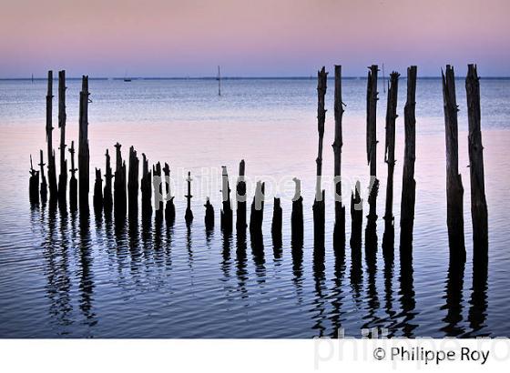 MAREE HAUTE  ET LEVER DU JOUR AU  PORT D' ARES, BASSIN D' ARCACHON, GIRONDE. (33F32720.jpg)