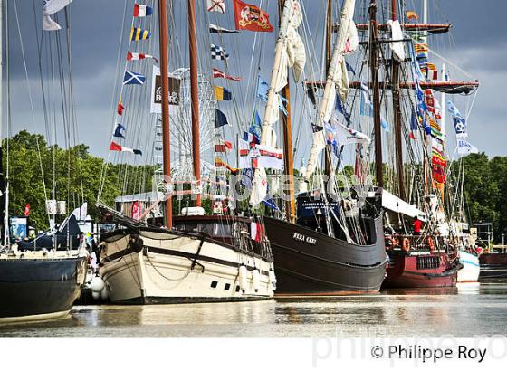 RASSEMBLEMENT  DE GRANDS VOILIERS DANS  LE PORT DE LA LUNE,  VILLE DE  BORDEAUX FETE LE VIN. (33F33820.jpg)