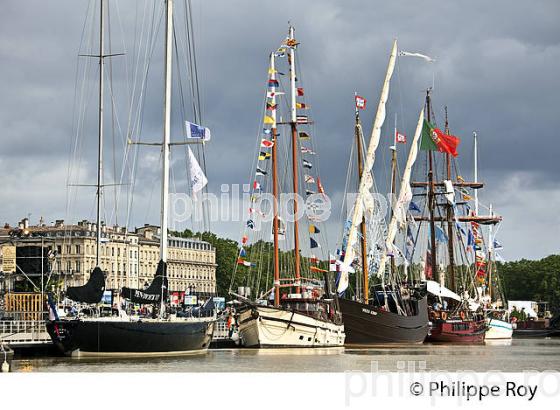 RASSEMBLEMENT  DE GRANDS VOILIERS DANS  LE PORT DE LA LUNE,  VILLE DE  BORDEAUX FETE LE VIN. (33F33821.jpg)