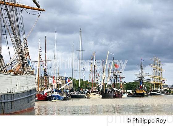 RASSEMBLEMENT  DE GRANDS VOILIERS DANS  LE PORT DE LA LUNE,  VILLE DE  BORDEAUX FETE LE VIN. (33F33831.jpg)