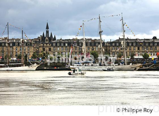 RASSEMBLEMENT  DE GRANDS VOILIERS DANS  LE PORT DE LA LUNE,  VILLE DE  BORDEAUX FETE LE VIN. (33F33916.jpg)