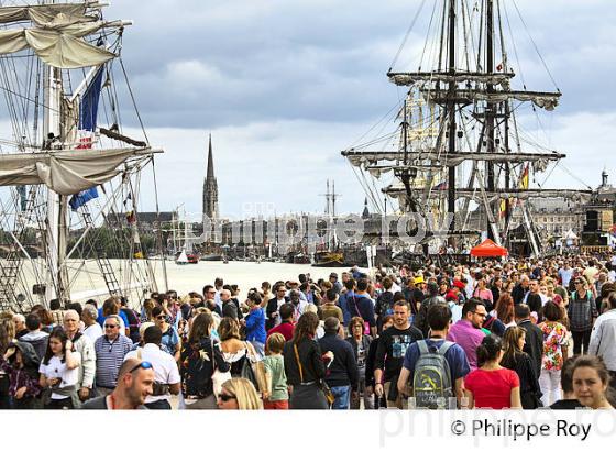 RASSEMBLEMENT  DE GRANDS VOILIERS DANS  LE PORT DE LA LUNE,  VILLE DE  BORDEAUX FETE LE VIN. (33F33925.jpg)