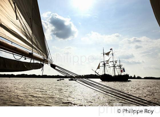 L' ETOILE DU ROY  , REPLIQUE D' UNE FREGATE  DU 18 EME SIECLE, NAVIGANT SUR l' ESTUAIRE DE LA GIRONDE. (33F34332.jpg)