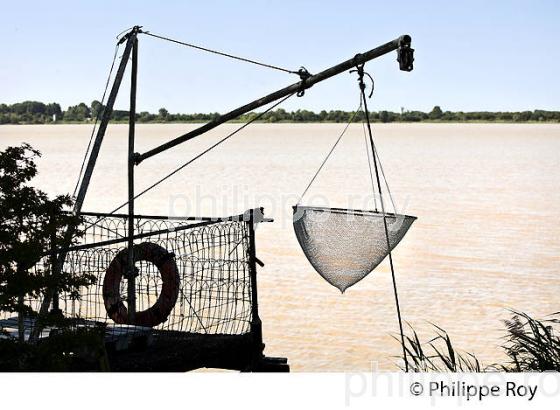 CARRELET,  CORNICHE DE GIRONDE, ESTUAIRE DE LA GIRONDE, BAYON, GIRONDE. (33F37027.jpg)