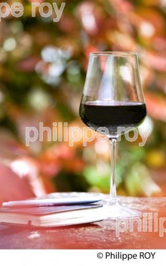 VERRE DE VIN ROUGE DANS LA NATURE, VINS DE BORDEAUX (33V33704.jpg)