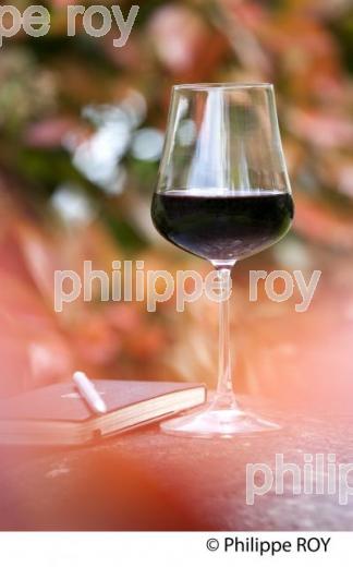 VERRE DE VIN ROUGE DANS LA NATURE, VINS DE BORDEAUX (33V33706.jpg)