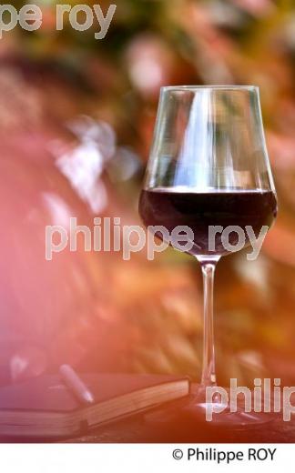 VERRE DE VIN ROUGE DANS LA NATURE, VINS DE BORDEAUX (33V33707.jpg)