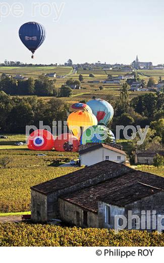 MONTGOLFIERE , ET VIGNOBLE DE MONTAGNE SAINT EMILION, GIRONDE, FRANCE. (33V39225.jpg)