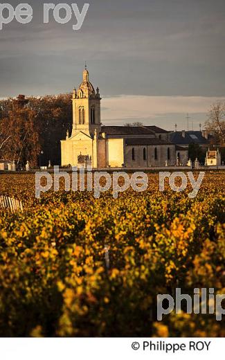 VIGNOBLE ET EGLISE DE  MARGAUX, MEDOC, GIRONDE, AQUITAINE. (33V40927.jpg)