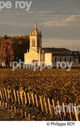 VIGNOBLE ET EGLISE DE  MARGAUX, MEDOC, GIRONDE, AQUITAINE. (33V40939.jpg)