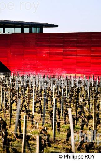 CHAI DU CHATEAU LA DOMINIQUE, JEAN NOUVEL , ARCHITECTE, VIGNOBLES FAYAT,   SAINT EMILION, GIRONDE. (33V41140.jpg)
