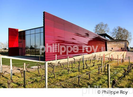 CHAI DU CHATEAU LA DOMINIQUE, JEAN NOUVEL , ARCHITECTE, VIGNOBLES FAYAT,   SAINT EMILION, GIRONDE. (33V41203.jpg)