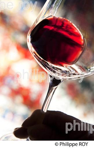 DEGUSTATION, VERRE DE VIN ROUGE, MARGAUX, MEDOC,   VINS DE BORDEAUX. (33V42039-ok.jpg)