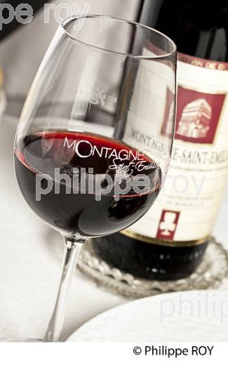 DEGUSTATION, VERRE DE VIN , AOC MONTAGNE SAINT-EMILION, VINS DE BORDEAUX, GIRONDE. (33V43527.jpg)