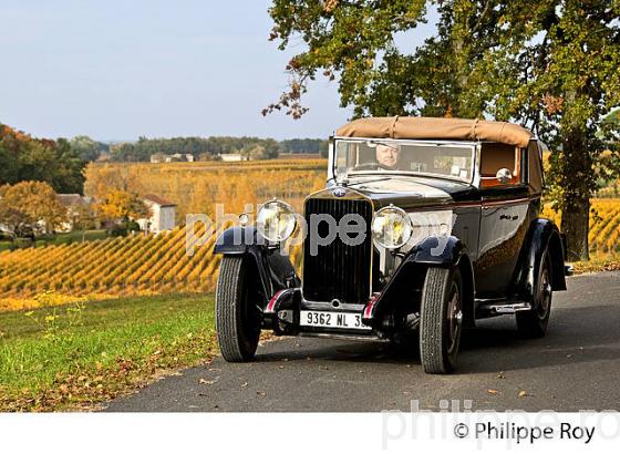 VOITURE DE COLLECTION DELAGE 1930 ET VIGNOBLE DE MONTAGNE SAINT EMILION, AUTOMNE, GIRONDE. (33V44523.jpg)