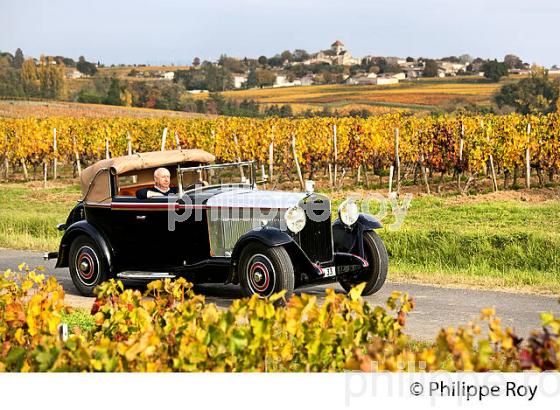 VOITURE DE COLLECTION DELAGE 1930 ET VIGNOBLE DE MONTAGNE SAINT EMILION, AUTOMNE, GIRONDE. (33V44526.jpg)