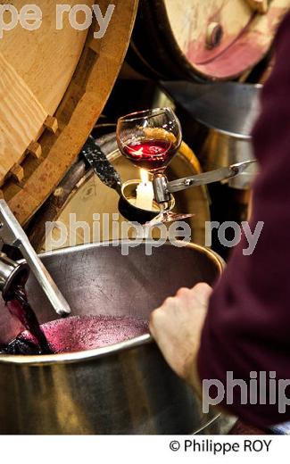 SOUTIRAGE BARRIQUE, VINIFICATION AU  CHATEAU HAUT-BRION, 1ER GRAND CRU CLASSE,  AOC  GRAVES DE PESSAC LEOGNAN , GIRONDE. (33V48437.jpg)