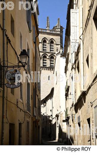 RUELLE ET CATHEDRALE , VIEUX MONTPELLIER, LANGUEDOC-ROUSSILLON. (34F00117.jpg)